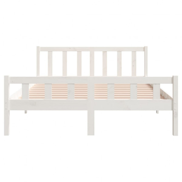 Estrutura de cama king 150x200 cm madeira maciça branco M 5