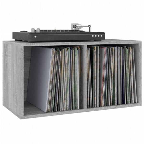 Caja para discos de vinilo madera contrachapada gris 71x34x36cm D