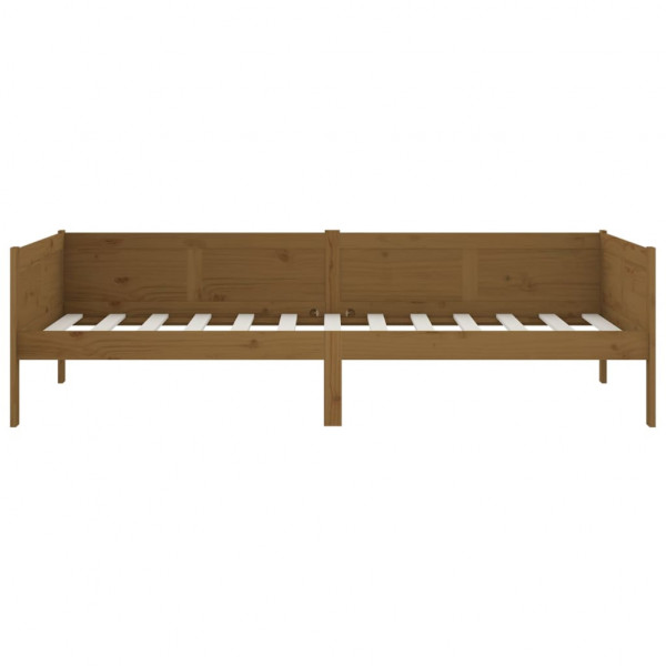 Sofá cama madera maciza de pino marrón miel 80x200 cm M 5
