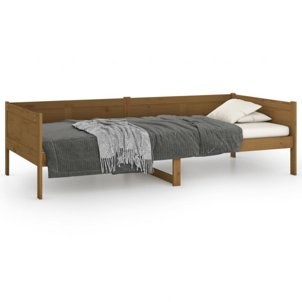 Sofá-cama 90x190 cm madeira de pinho maciça castanho mel M 2
