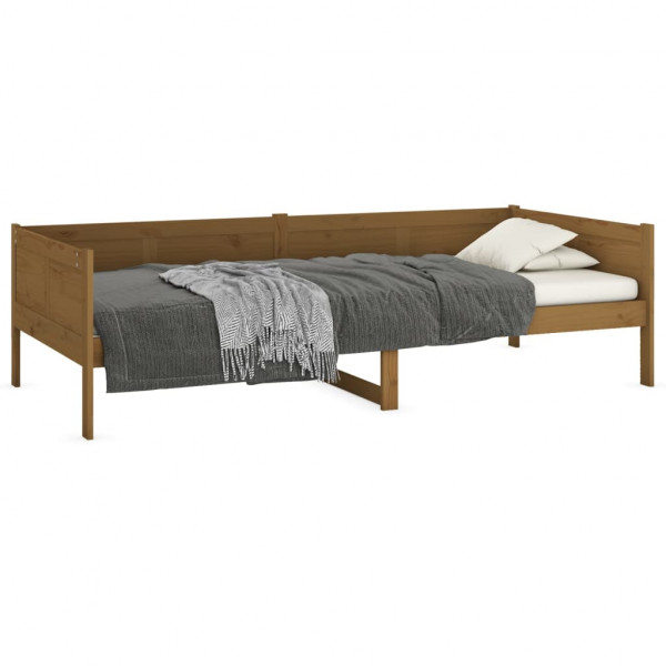 Sofá cama de madera maciza de pino marrón miel 90x190 cm M 3