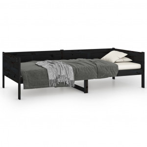 Sofá-cama 90x190 cm madeira de pinho maciça preto H