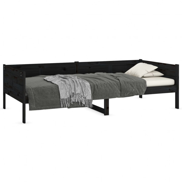 Sofá-cama 90x190 cm madeira de pinho maciça preto M 3