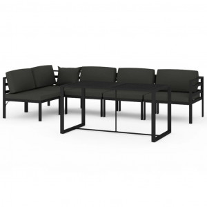 6 pcs conjunto lounge jardim com almofadões alumínio antracite H