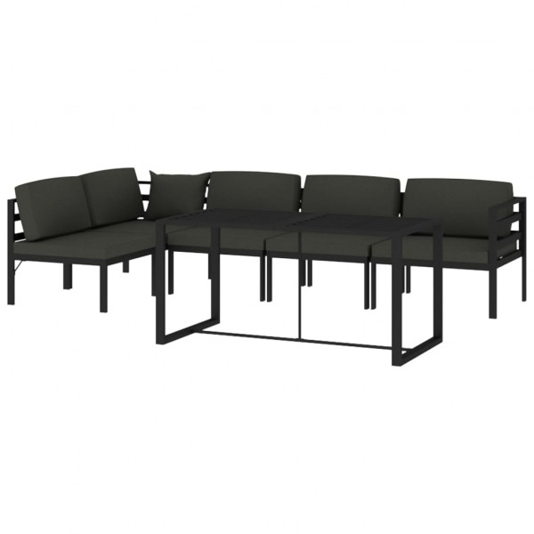 6 pcs conjunto lounge jardim com almofadões alumínio antracite M 3