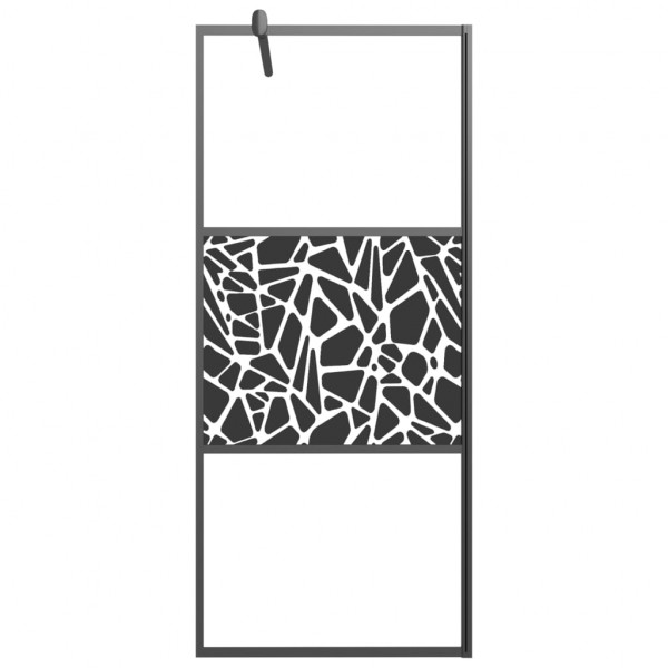 Mampara ducha vidrio esmerilado diseño piedras negro 90x195 cm M 3