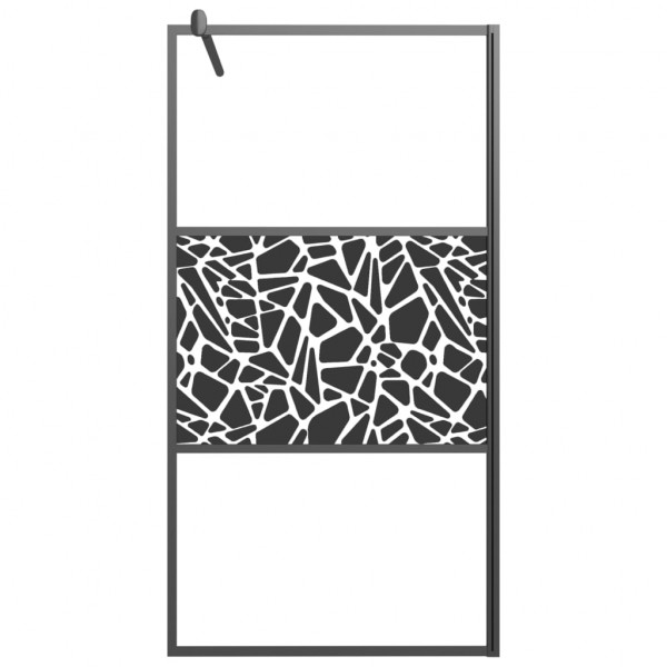 Mampara ducha vidrio esmerilado diseño piedras negro 115x195 cm M 3