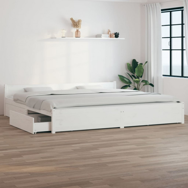 Estructura de cama con cajones blanco super king 180x200 cm D