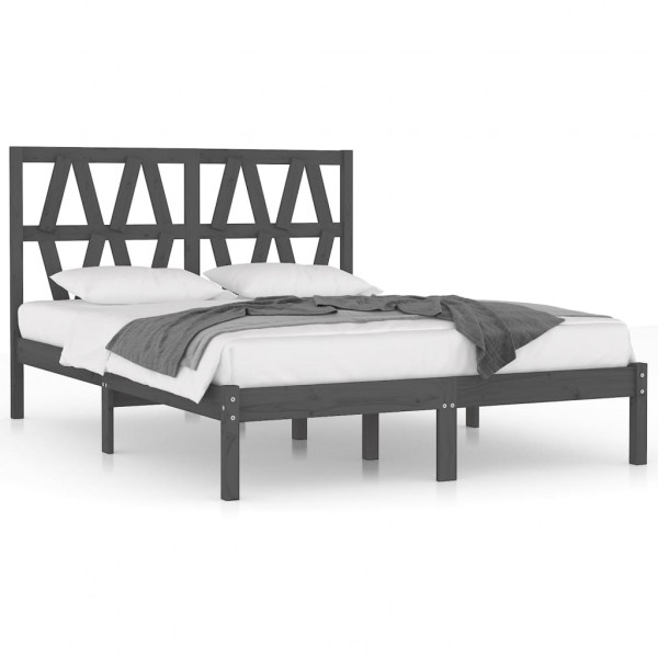 Estructura de cama de madera maciza de pino gris 200x200 cm M 2
