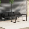 Set muebles de jardín 4 pzas y cojines aluminio gris antracita 1