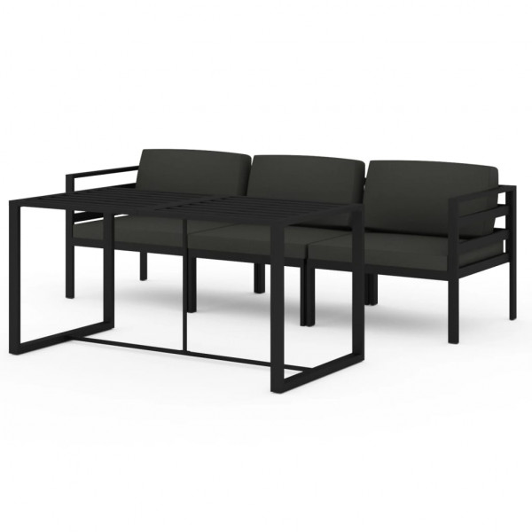 4 pcs conjunto lounge jardim com almofadões alumínio antracite M 2