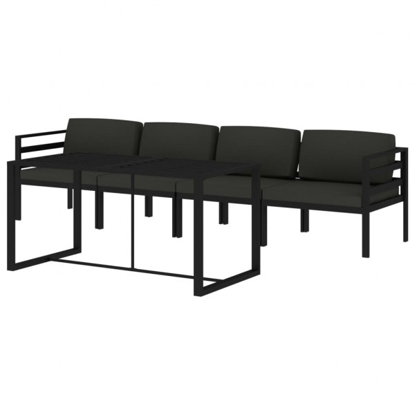 5 pcs conjunto lounge jardim com almofadões alumínio antracite M 3