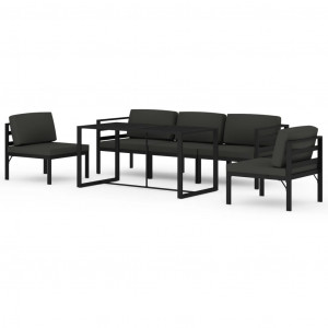 6 pcs conjunto lounge jardim com almofadões alumínio antracite H