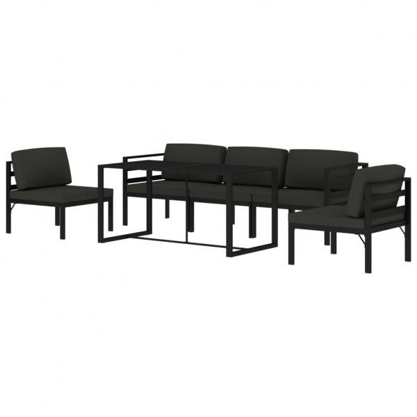 6 pcs conjunto lounge jardim com almofadões alumínio antracite M 3