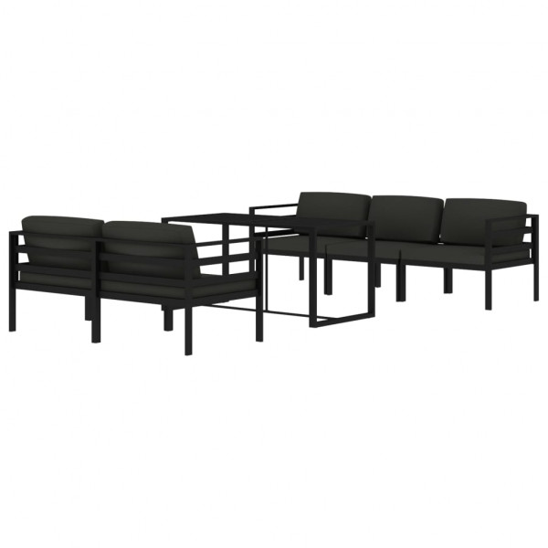 Set muebles de jardín 6 pzas y cojines aluminio gris antracita M 3