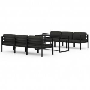 7 pcs conjunto lounge jardim com almofadões alumínio antracite H
