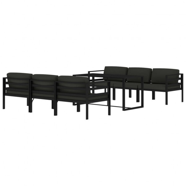 7 pcs conjunto lounge jardim com almofadões alumínio antracite M 3