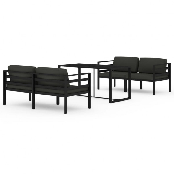 5 pcs conjunto lounge jardim com almofadões alumínio antracite M 2