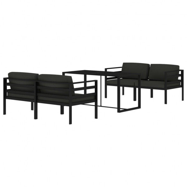 5 pcs conjunto lounge jardim com almofadões alumínio antracite M 3