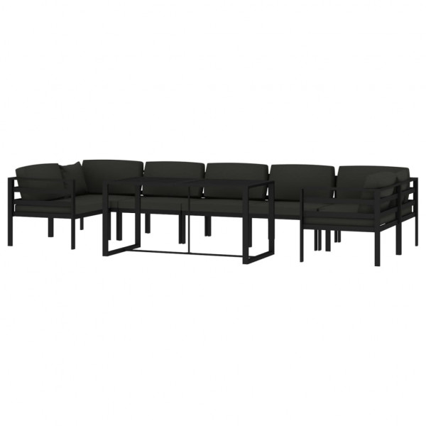 Set muebles de jardín 8 pzas y cojines aluminio gris antracita M 3