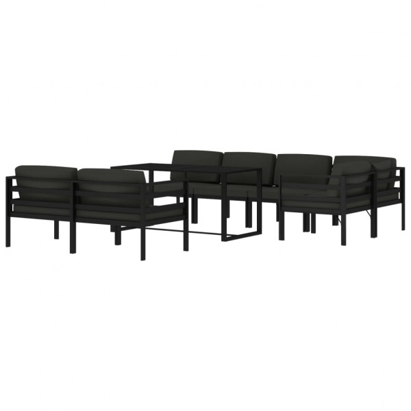 Set muebles de jardín 8 pzas y cojines aluminio gris antracita M 3