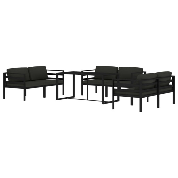 7 pcs conjunto lounge jardim com almofadões alumínio antracite M 3