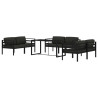 7 pcs conjunto lounge jardim com almofadões alumínio antracite 3