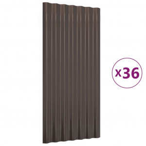 Painéis de telhado 36 unidades aço revestido marrom 80x36 cm H