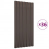 Painéis de telhado 36 unidades aço revestido marrom 80x36 cm 2