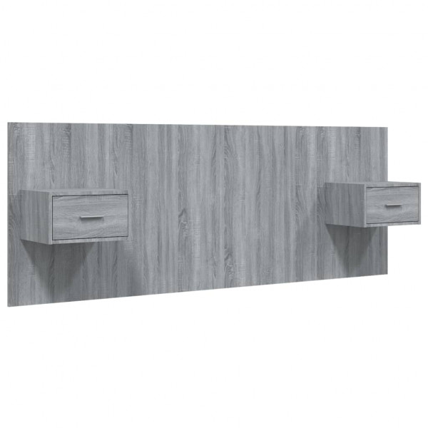 Cabecero de cama con mesitas madera contrachapada gris Sonoma M 2