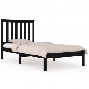 Estrutura de cama pequena solteiro 75x190 cm pinho maciço preto H