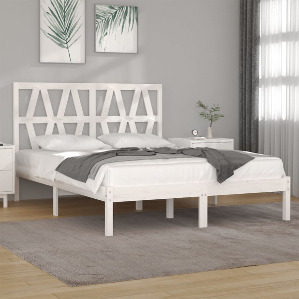 Estructura de cama madera maciza de pino blanco 120x200 cm D