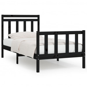 Estructura de cama madera maciza de pino negro 100x200 cm H
