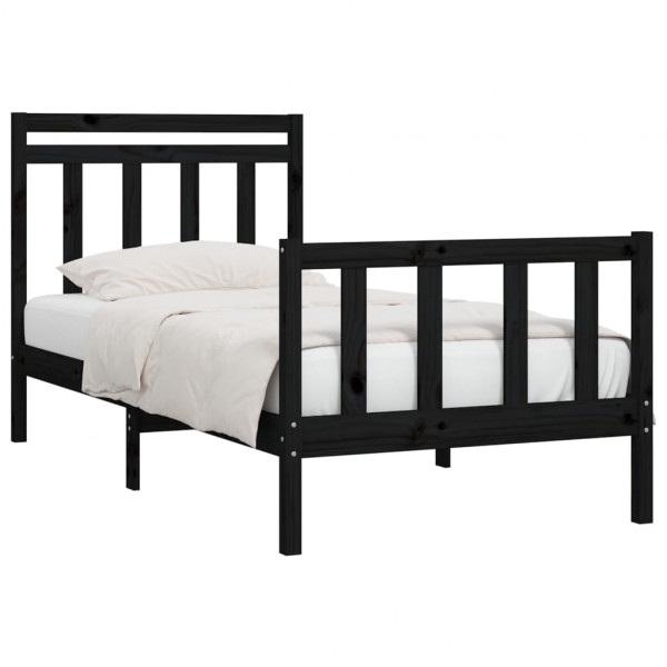 Estructura de cama madera maciza de pino negro 100x200 cm M 3