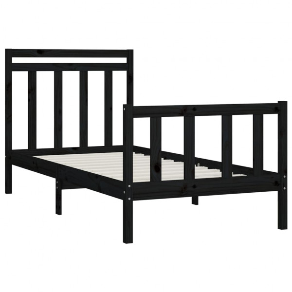 Estructura de cama madera maciza de pino negro 100x200 cm M 4