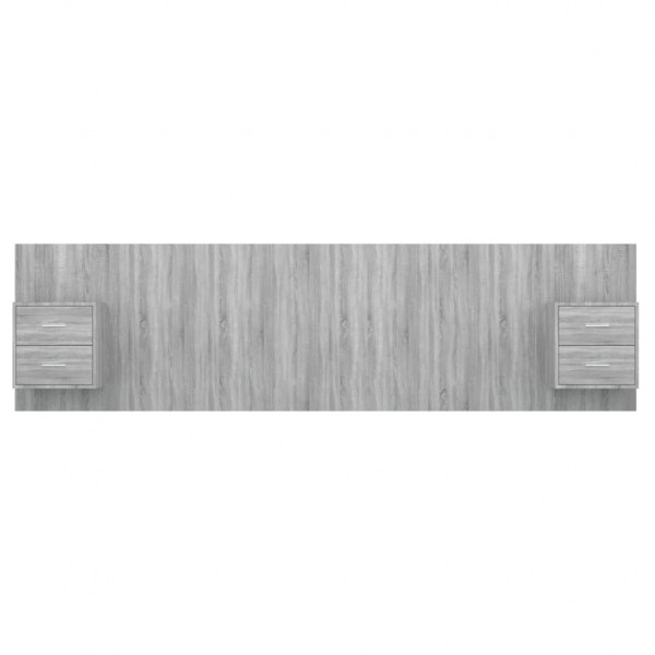 Cabecero de cama y mesitas madera contrachapada gris Sonoma M 4