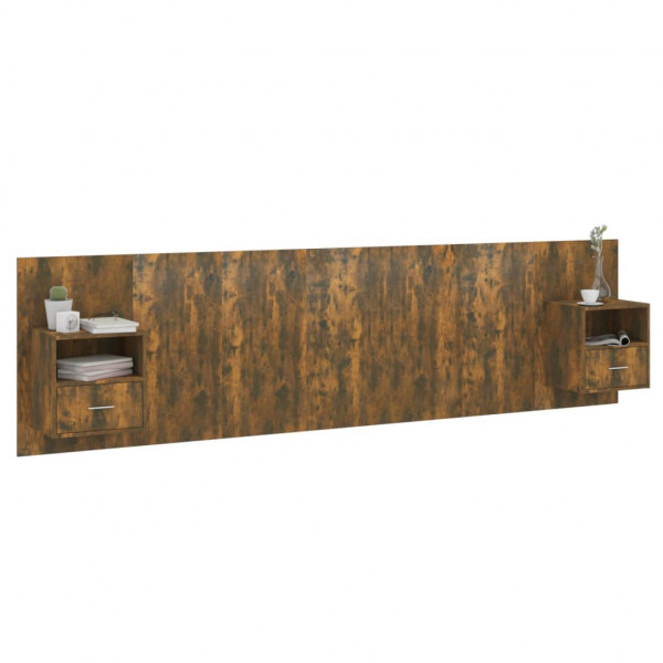 Cabecero de cama con mesitas madera contrachapada roble ahumado M 3