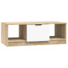 Mesa de centro madera contrachapada blanco y roble 102x50x36 cm 2
