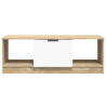 Mesa de centro madera contrachapada blanco y roble 102x50x36 cm 3