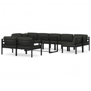 10 pcs conjunto lounge jardim com almofadões alumínio antracite H