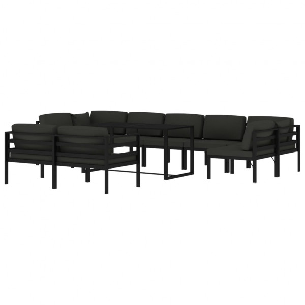 10 pcs conjunto lounge jardim com almofadões alumínio antracite M 3