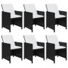 7 pcs conjunto de jantar p/ jardim c/ almofadões vime PE preto 4