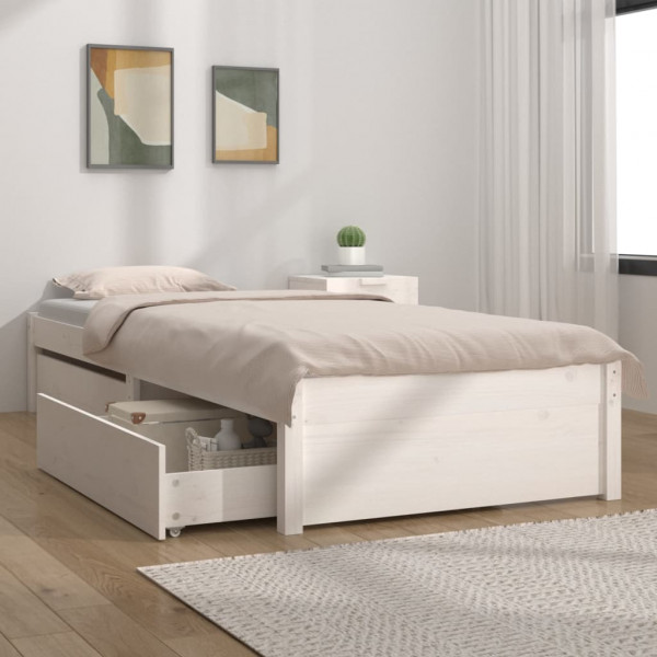 Estructura de cama individual con cajones blanco 90x190 cm D