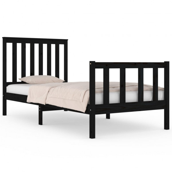 Estructura de cama madera maciza de pino negro 75x190 cm M 2