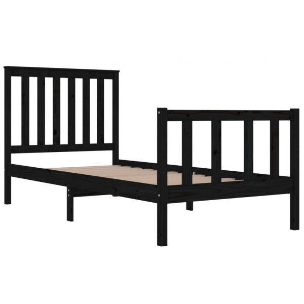 Estrutura de cama pequena solteiro 75x190 cm pinho maciço preto M 4