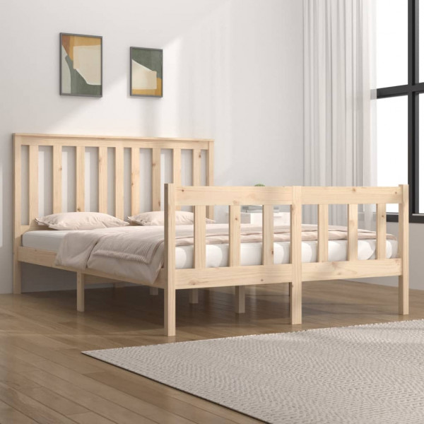 Estructura de cama madera maciza pino doble 135x190 cm D