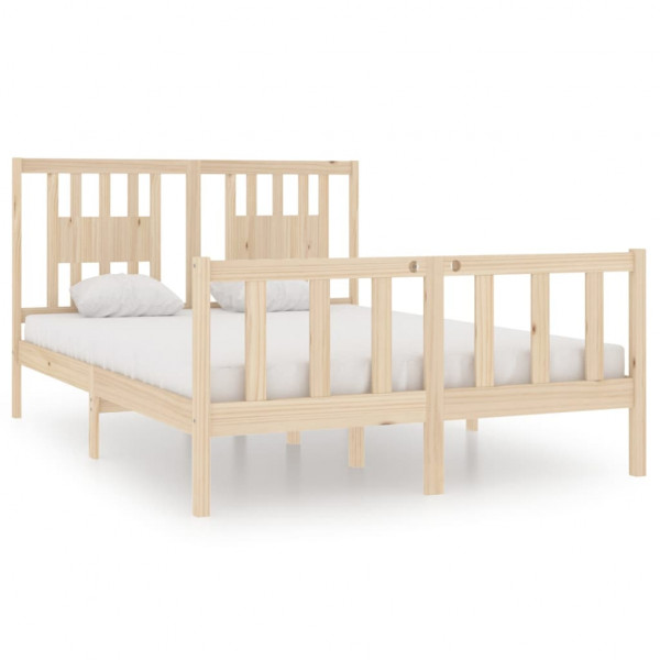 Estructura de cama doble madera maciza 135x190 cm M 2