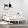 Estrutura de cama 140x190 cm madeira maciça branco 1
