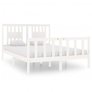 Estrutura de cama 140x190 cm madeira maciça branco H
