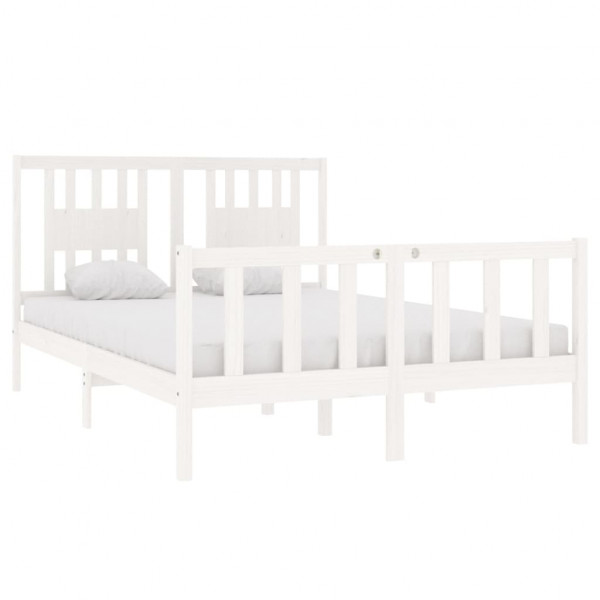 Estrutura de cama 140x190 cm madeira maciça branco M 3